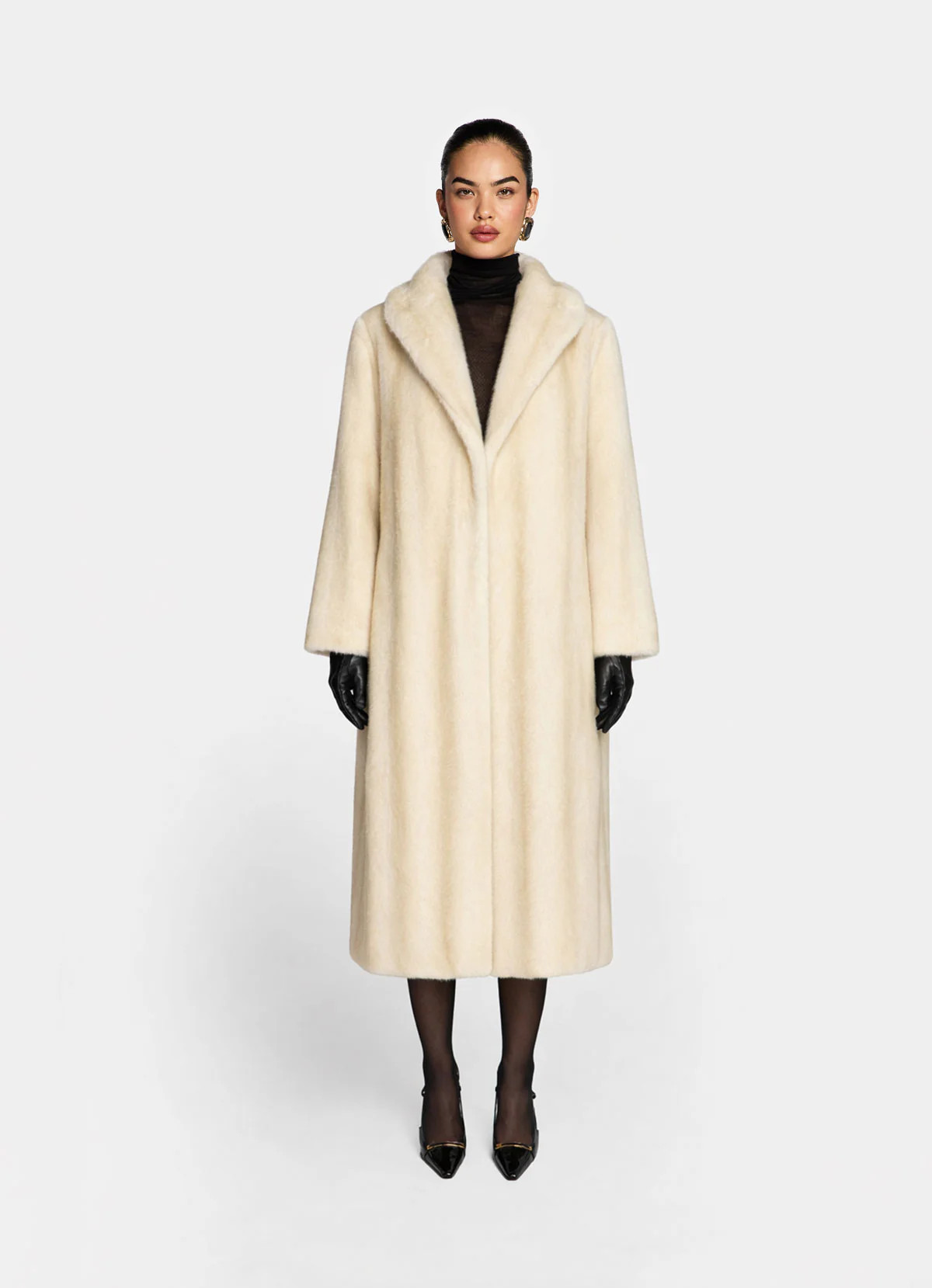 Cream Vintage Faux Fur Coat | DE SAVARY LONDON