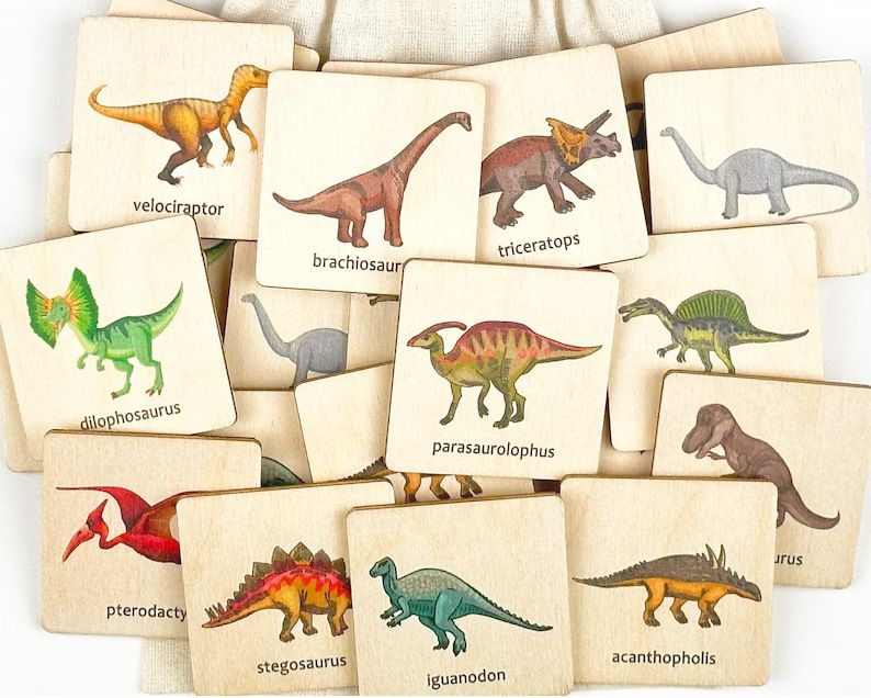 Wooden Dinosaurs Matching Cards 1 2 3 4 Year Old Montessori - Etsy | Etsy (US)