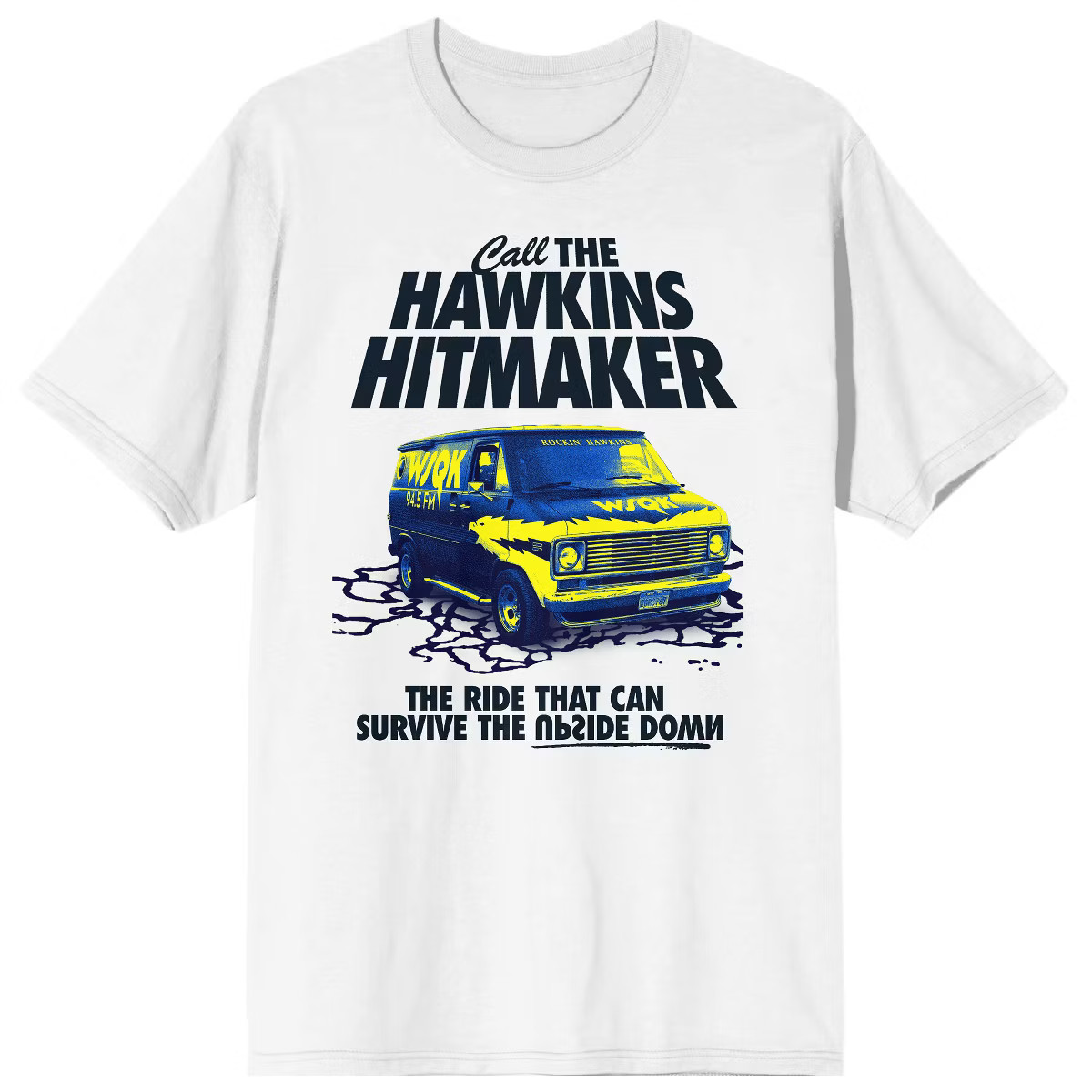 Stranger Things Call the Hawknis Hitmaker Men's White Crew Neck Short Sleeve T-shirt | Target