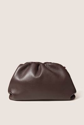 EVEREVE Women's Ryan Leather Clutch Bag, Chocolate Brown | Evereve