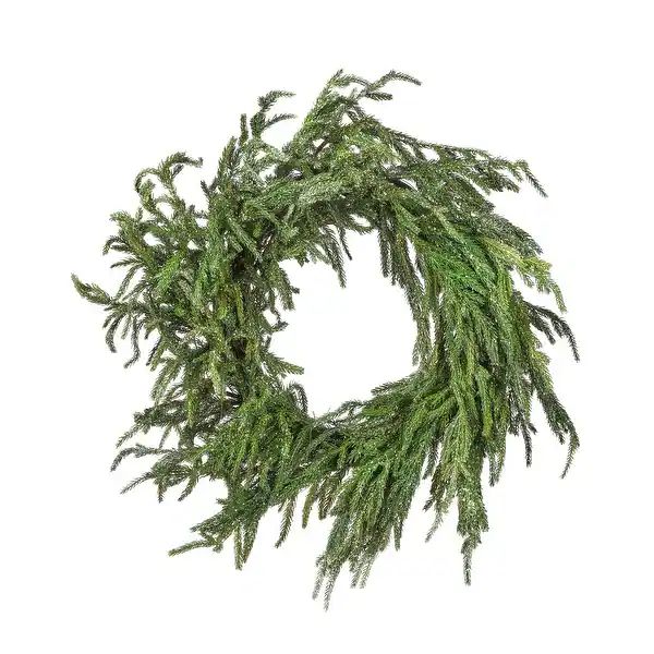 24" Iced Garden Norfolk Pine Wreath - Natural Frost - Artificial Wreath - 2 Foot | Bed Bath & Beyond