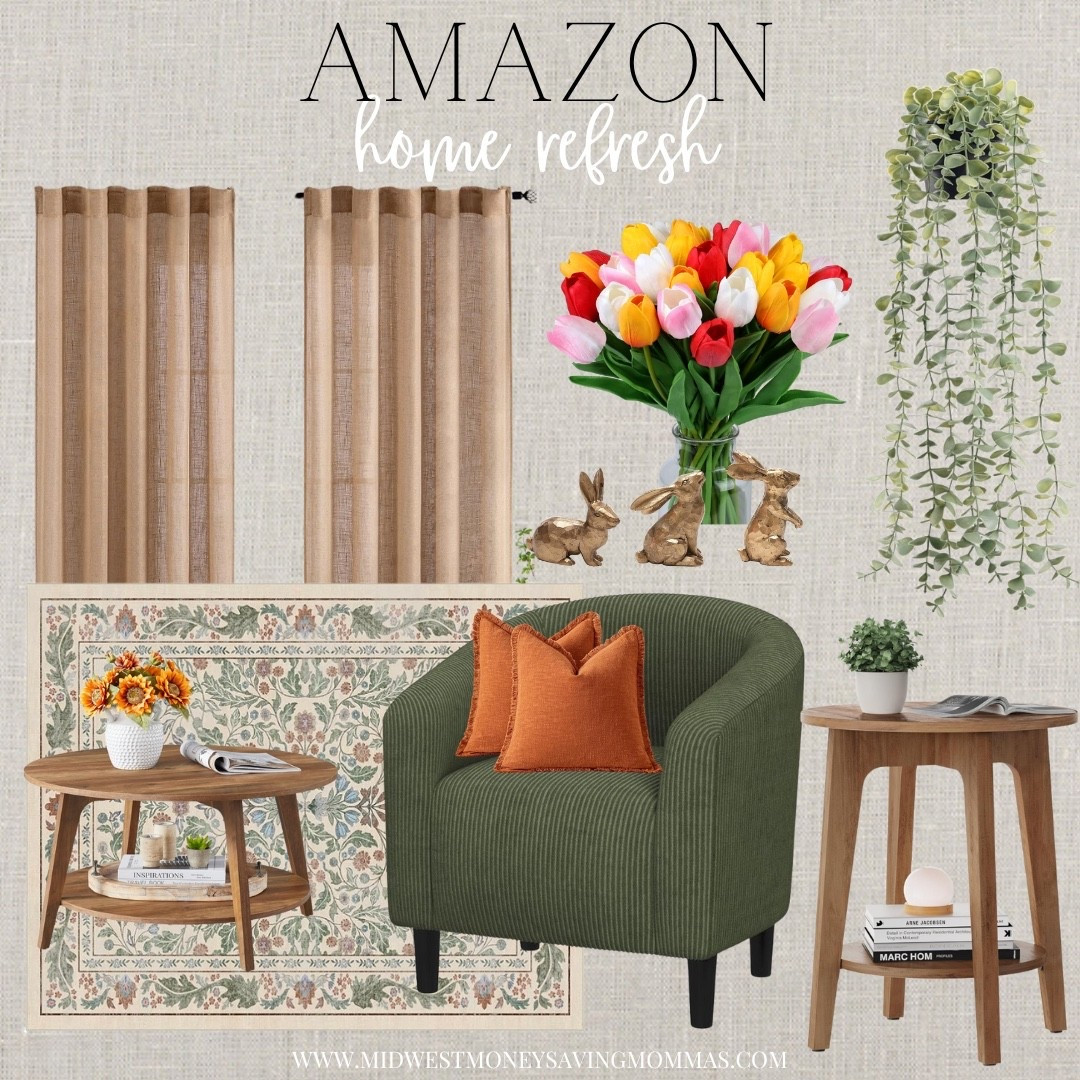 Spring home refresh

Amazon home decor  living room furniture  floral rug  green accent chair  tulips  faux plants  coffee table 

#LTKmomlife #LTKSeasonal #LTKHome