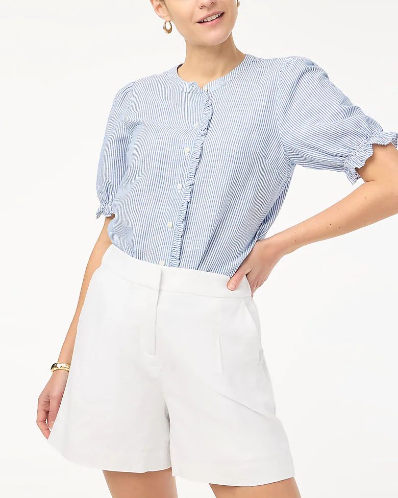 Pleated linen-blend short with elastic waist | J.Crew Factory