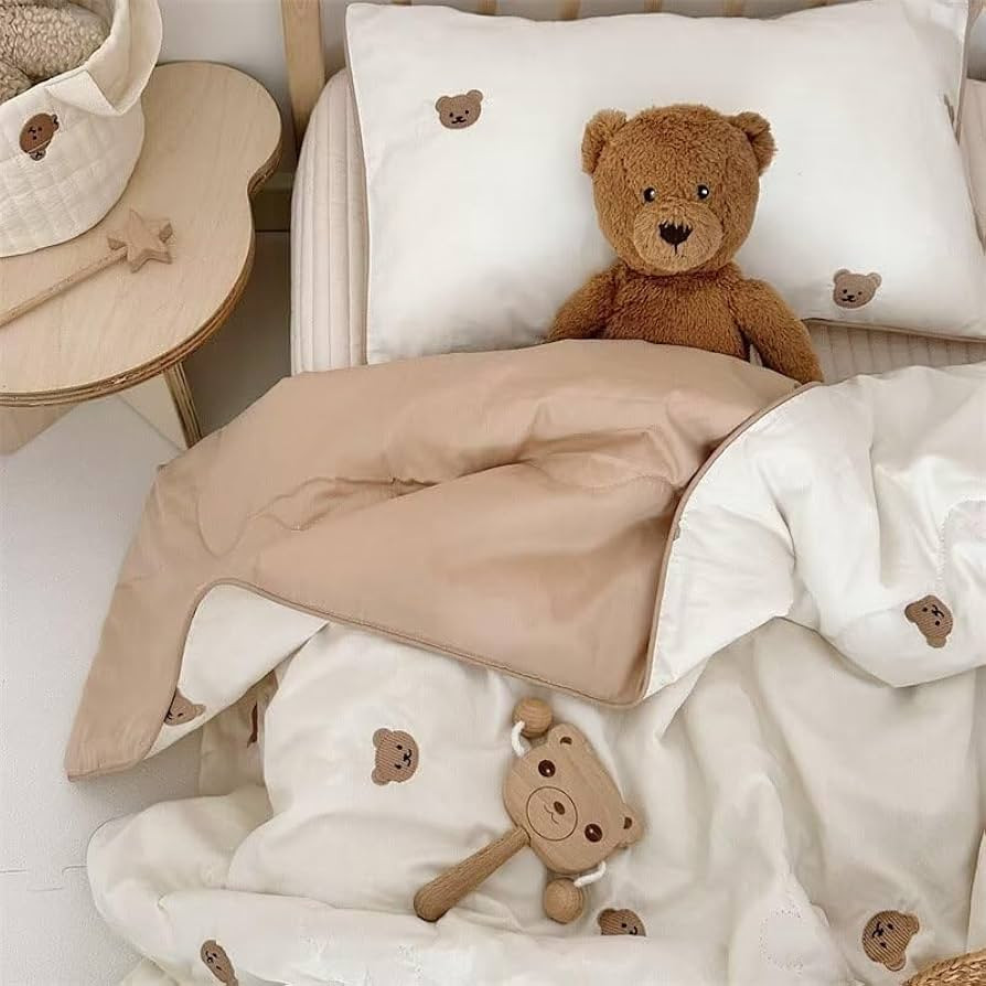 BuLuTu Washed Cotton Toddler Girls Boys Quilt Soft Breathable Baby Summer Quilt Blanket Cute Bear... | Amazon (US)
