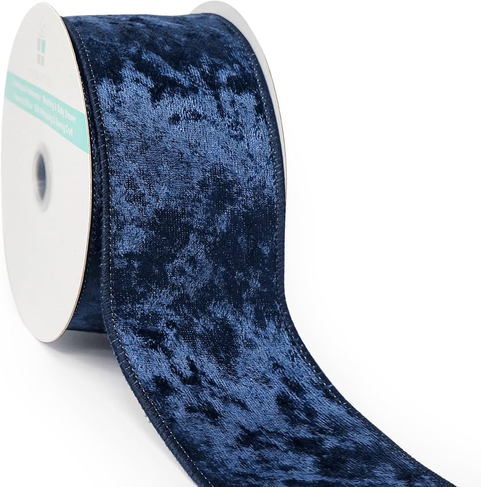 Navy Velvet Ribbon 2.5 Inch x 10 Yards for Christmas Tree Topper Home Decoration Wreath Gift Wrap... | Amazon (US)