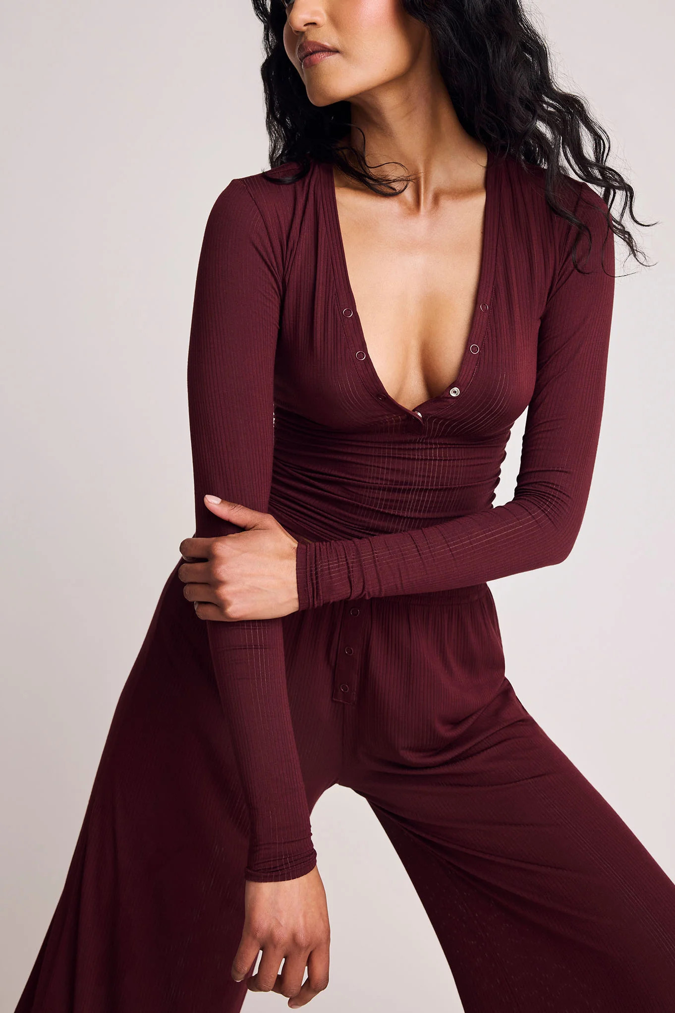 Whipped Henley in Garnet S / Garnet / Single | Negative Underwear