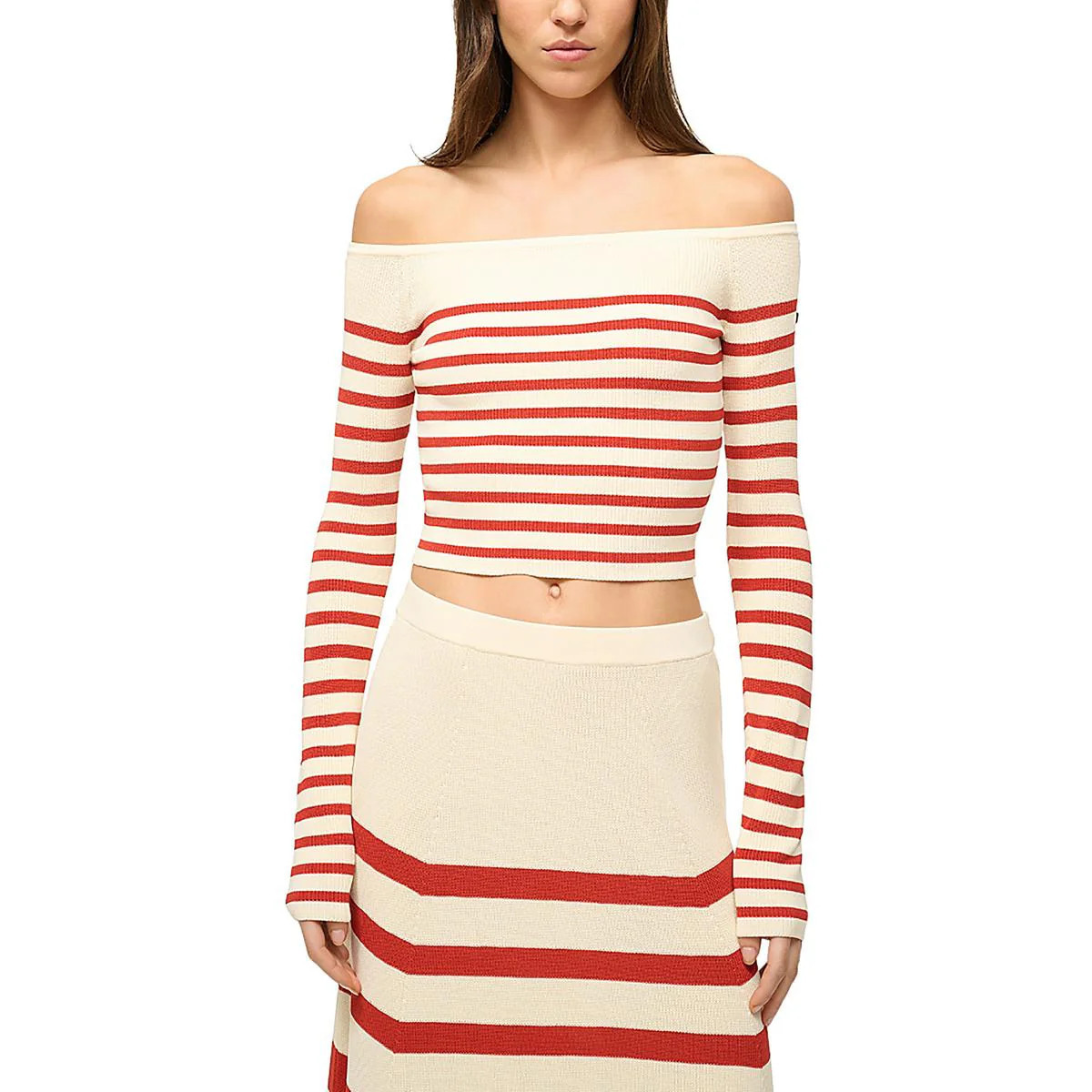 Womens Striped Off-The-Shoulder Cropped | Shop Simon