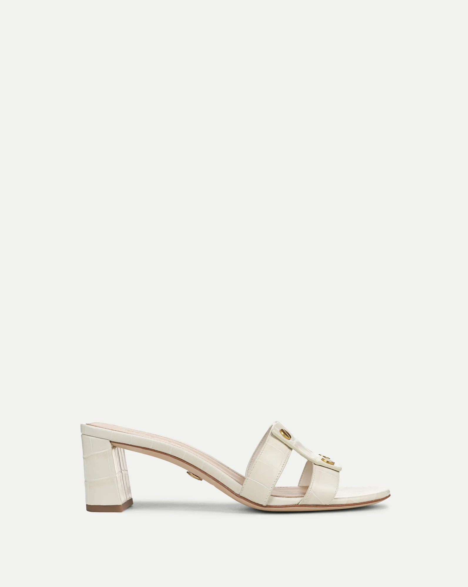 Via Croc-Embossed Mid-Heel Sandal | Veronica Beard