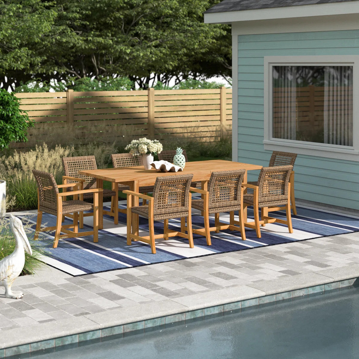 Atkin Acacia Wood Extendable Outdoor Dining Set (Set of 9) | Wayfair North America