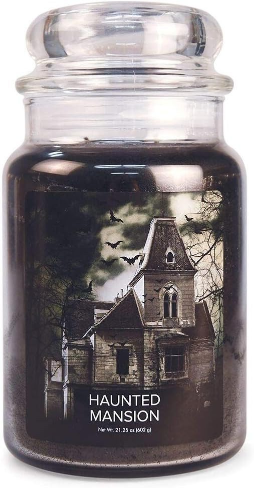 Village Candle Haunted Mansion Large Glass Apothecary Jar, Scented Candle, 21.25 oz., Black | Amazon (US)