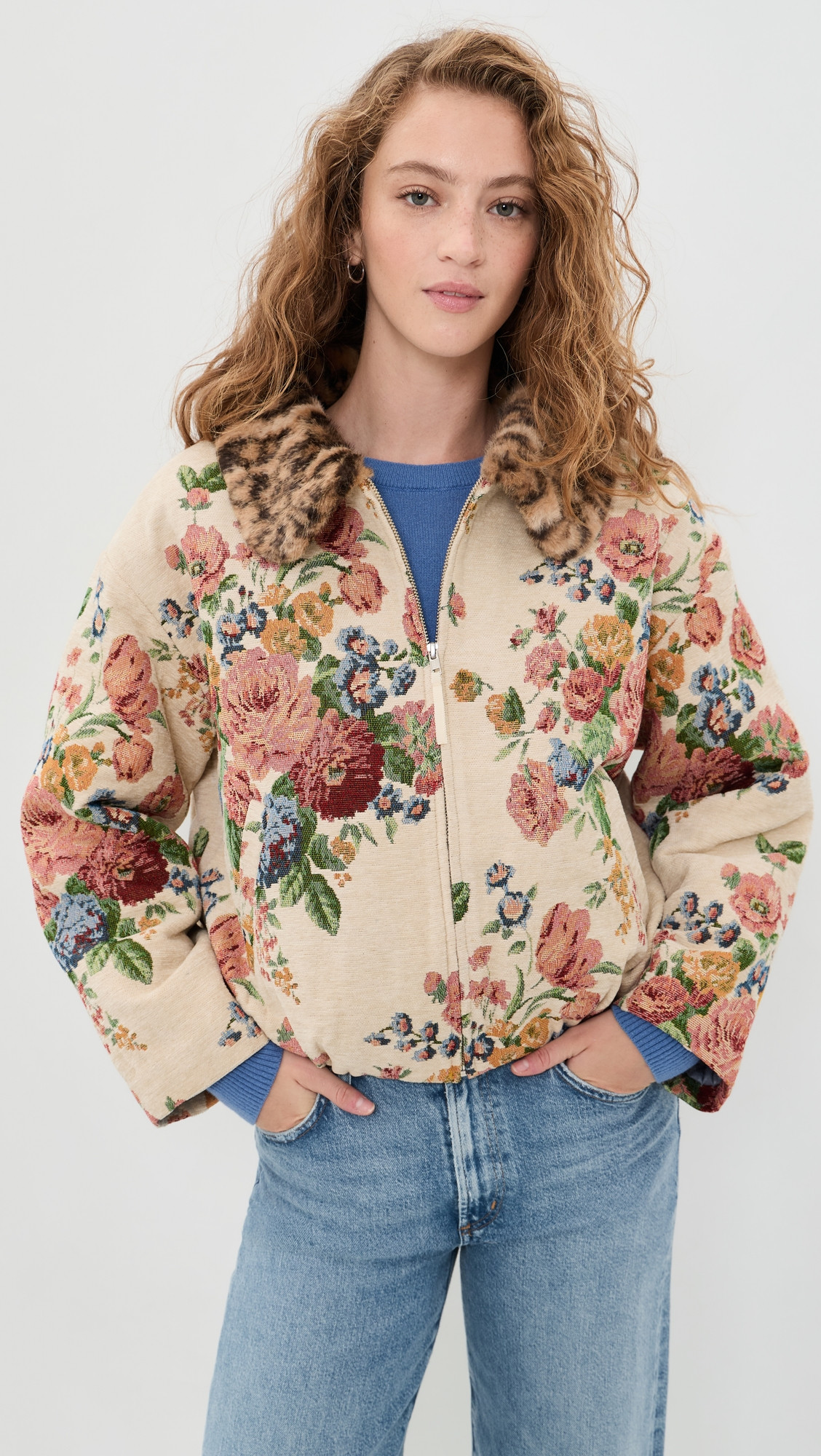 For Love & Lemons Betsy Floral Jacket Cream L | Shopbop