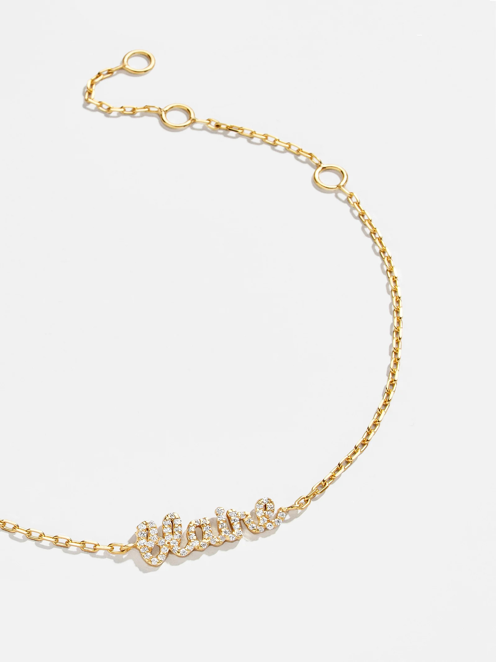 18K Gold Pavé Custom Nameplate Bracelet - 18K Gold. Pavé Cubic Zirconia Stones | BaubleBar