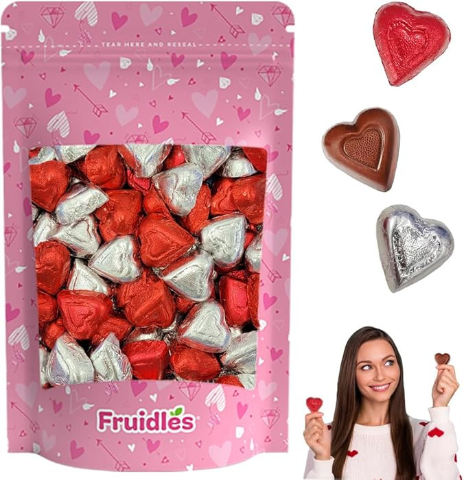 Fruidles Happy Valentine's Day Milk Chocolate Hearts in Bag, Creamy Chocolaty Hearts in Red and S... | Amazon (US)