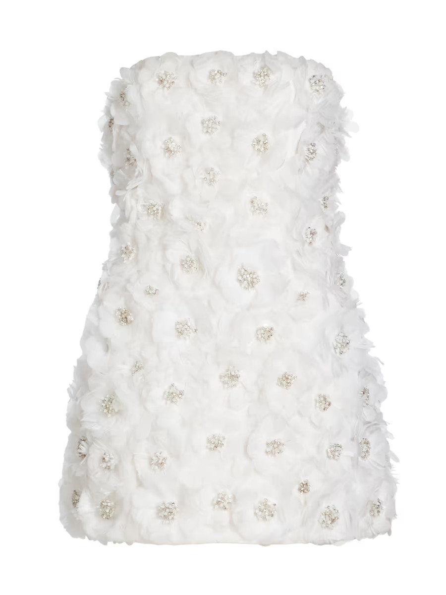 Velia Feather-Embellished Strapless Minidress | Saks Fifth Avenue