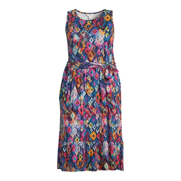 Terra & Sky Women's Plus Size Belted Knit Tank Dress | Walmart (US)