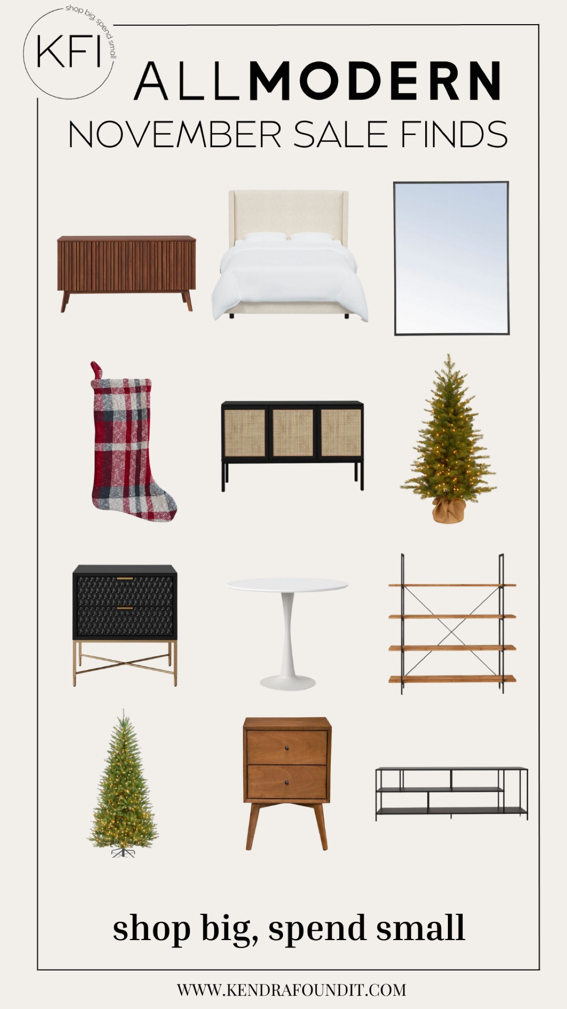 Attention shoppers! @allmodern is having a month-long sale! No, really, everything you see here is up to 50% off right now.  Later in the month, select items will be on sale for Black Friday/Cyber Monday at up to 70% off with an additional 25% off code for eligible items as well. 🎉 The only thing better than a discount is a stackable discount!
If I had to pick a few star sale items, I would choose the mid-century modern bedside tables, the upholstered wingback bed, and the Dunhill Fir 6.5' lighted artificial Christmas tree. All of these items would go so perfectly in my modern traditional home.
#allmodernpartner #allmodern #modernmadesimple #modernbedroom #bedroom #livingroom #transitional #moderntraditional #decorinspo Affordable home decor.  Affordable furniture. Decorating on a budget. Bedroom refresh. Mid-century modern furniture.  Mid-century modern home. Minimalist style. Holiday decorations. Christmas tree. MCM home decor. MCM furniture. Modern bedroom. Modern living room.

#LTKHoliday #LTKhome #LTKHolidaySale