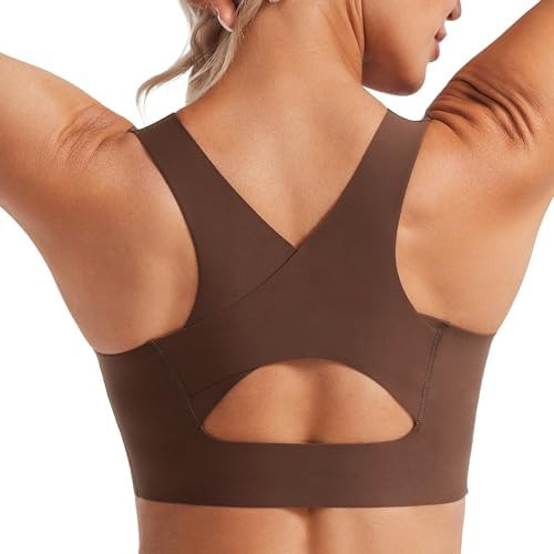 CRZ YOGA Womens Flex Sculpt Racerback Sports Bra - U Neck Medium Impact Padded Wireless Workout G... | Amazon (US)