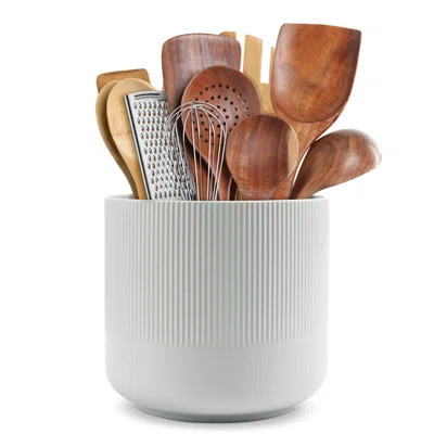 Extra Large Utensil Holder,Ceramic Kitchen Utensil Holder For Kitchen Counter,Tool Utensil Organizer Countertop,White | Wayfair North America