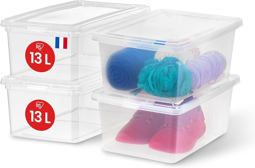 IRIS USA 4-Pack Storage Bins with Lids, 15 Quart, Shoe Boxes Clear Stackable Containers Organize ... | Amazon (US)