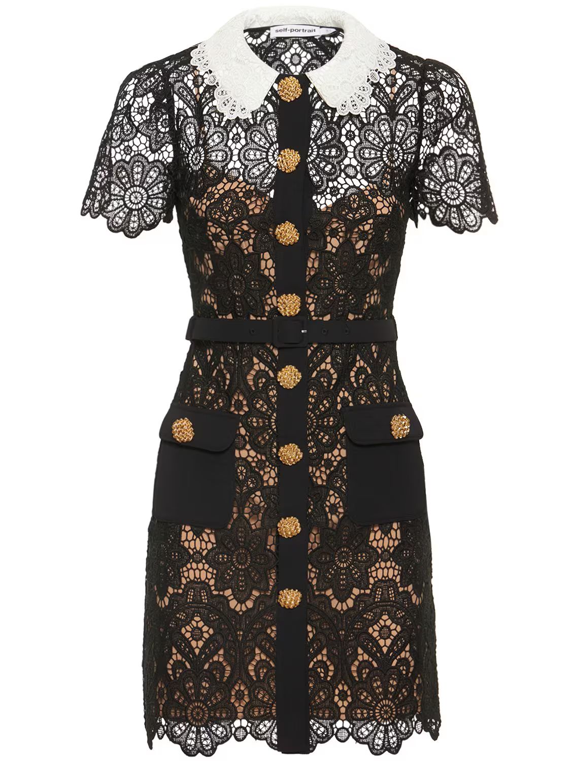 Self-portrait - Floral lace mini dress - Black | Luisaviaroma | Luisaviaroma