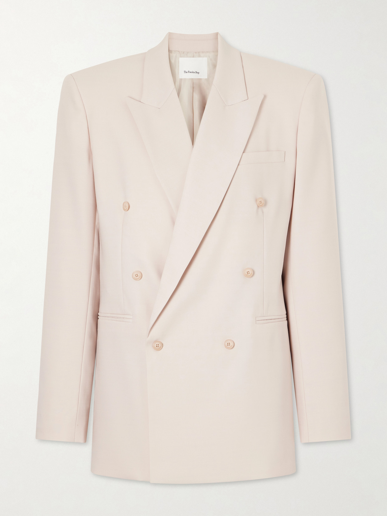 The Frankie Shop - Monterey Double-breasted Wool-blend Blazer - Baby pink | NET-A-PORTER (UK & EU)