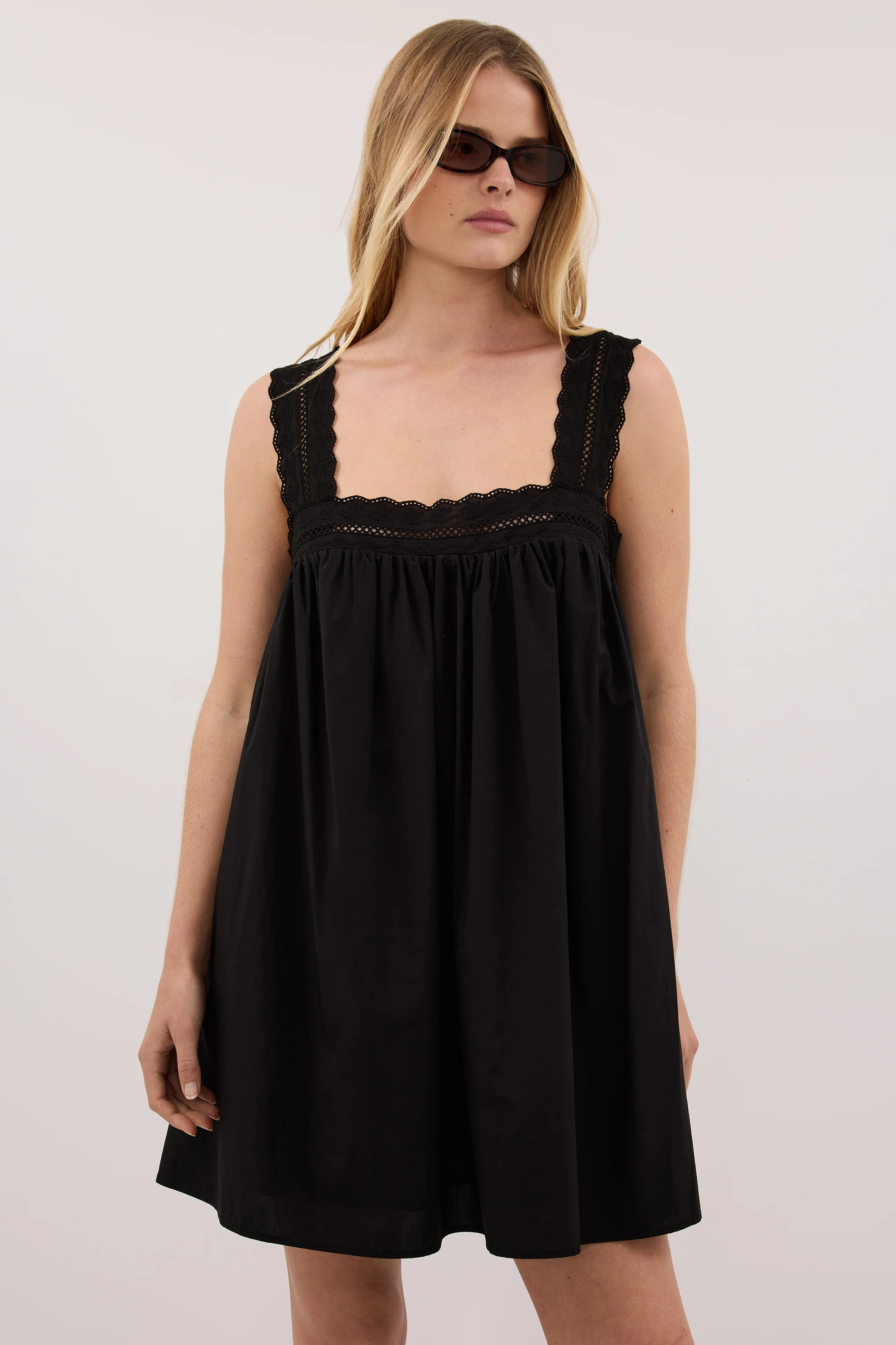 MIRANDA BLACK LACE TRIM MINI DRESS | DISSH