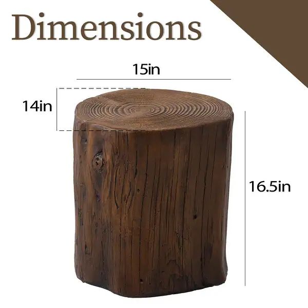 COSIEST Indoor&Outdoor Faux Wood Tree-Trunk Log Stool, Round Accent Table, End Table | Bed Bath & Beyond