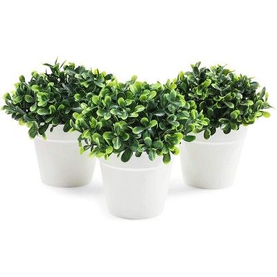 Juvale Mini Artificial Plants in White Pots, Home Decor (5 x 5.2 inch, 3 Pack) | Target
