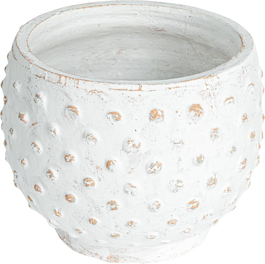 Creative Co-Op Distressed Terra Cotta Hobnail Planter, White | Amazon (US)
