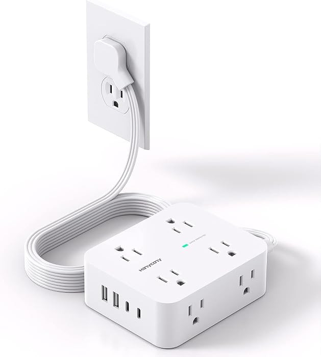 Surge Protector Power Strip, HANYCONY Extension Cord with Multiple Outlets | Amazon (US)