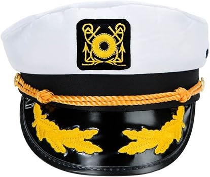 Wall2Wall Captain's Yacht Sailors Hat Snapback Adjustable Sea Cap NAVY Costume Accessory (1 Pc) | Amazon (US)