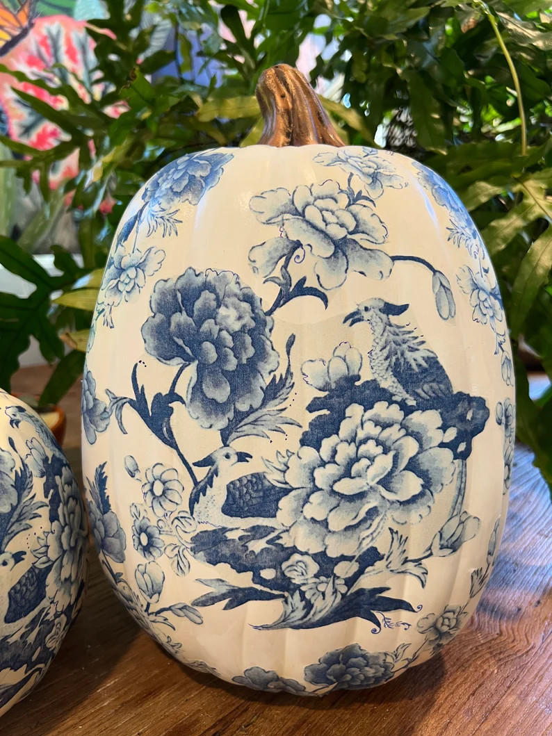 Chinoiserie Pumpkins blue Willow Custom - Etsy | Etsy (US)