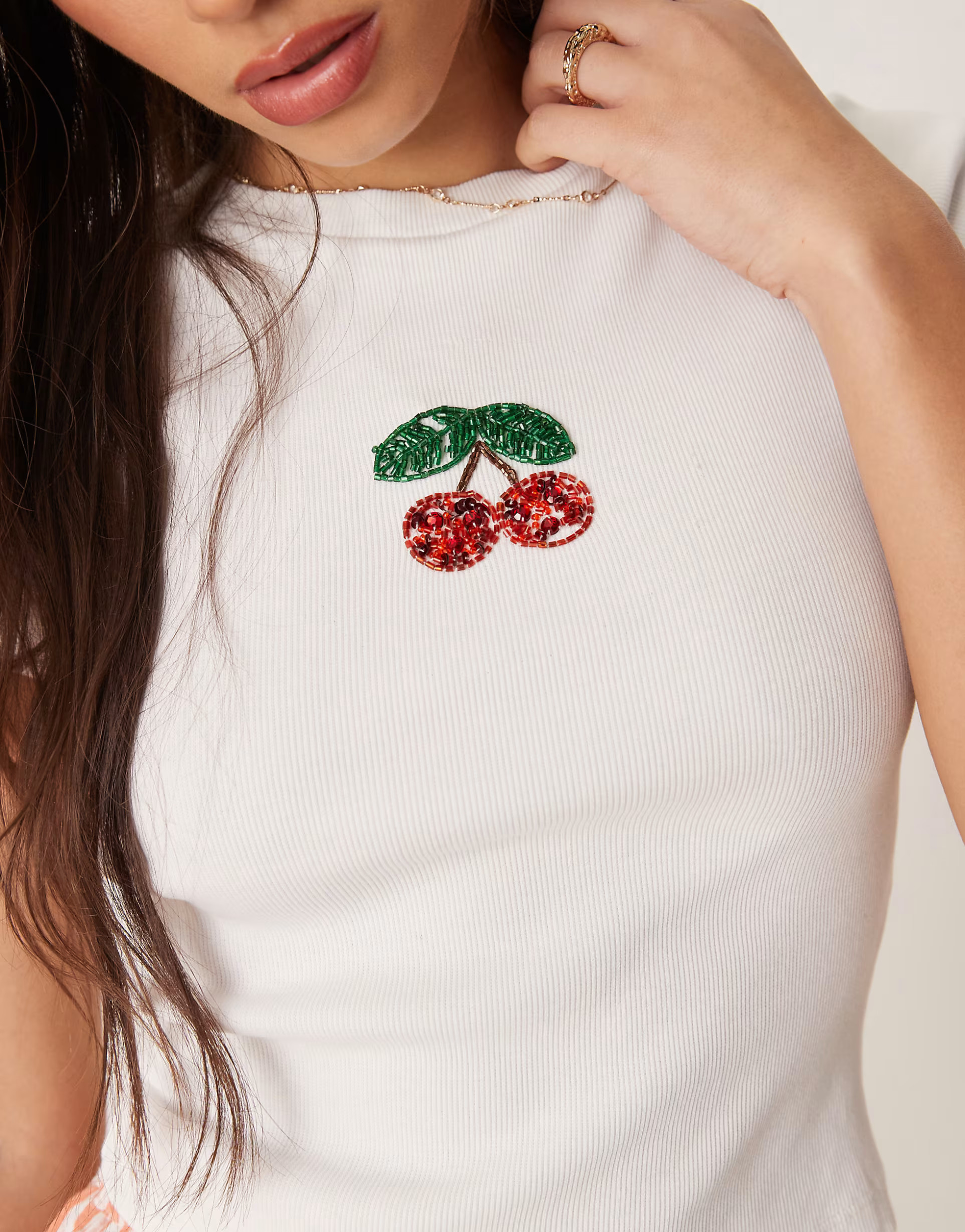 ASOS DESIGN babytee with cherry embroidery in white | ASOS (Global)