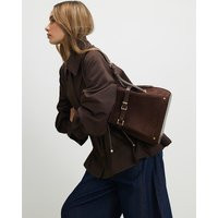 River Island Womens Brown Buckle Top Weave Detail Bucket Bag | River Island UK & IE