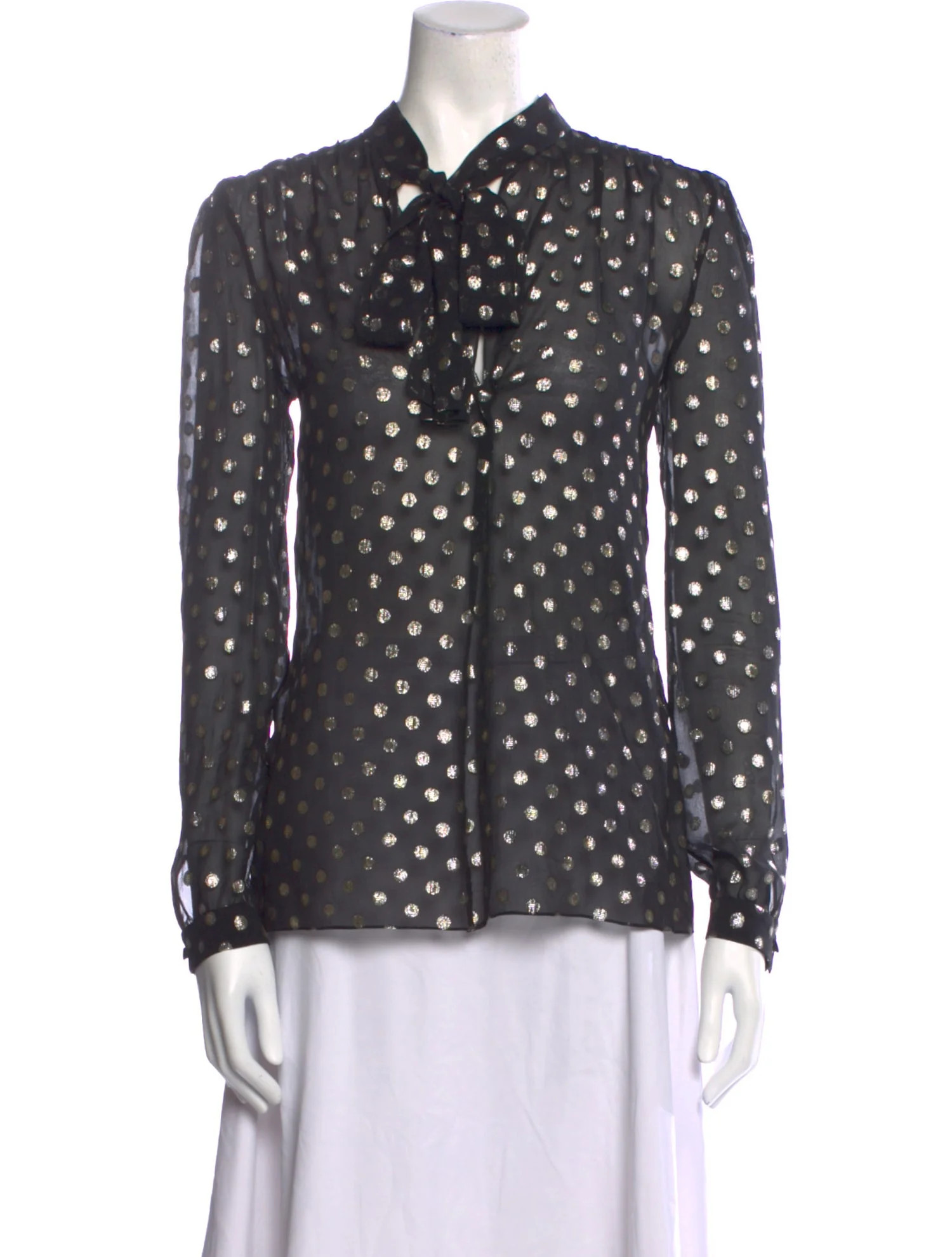 Silk Polka Dot Print Button-Up Top | The RealReal