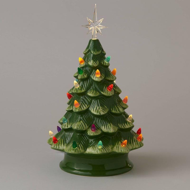 14.5" Battery Operated Lit Ceramic Christmas Tree Green - Wondershop™ | Target