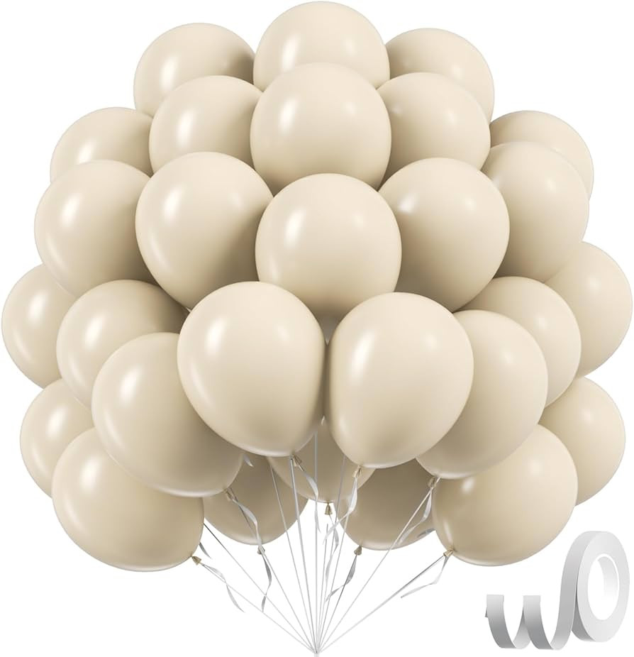 Sand White Balloons 12 inch, Cream Beige Latex Balloons 50pcs Party Balloon for Wedding Gender Re... | Amazon (US)
