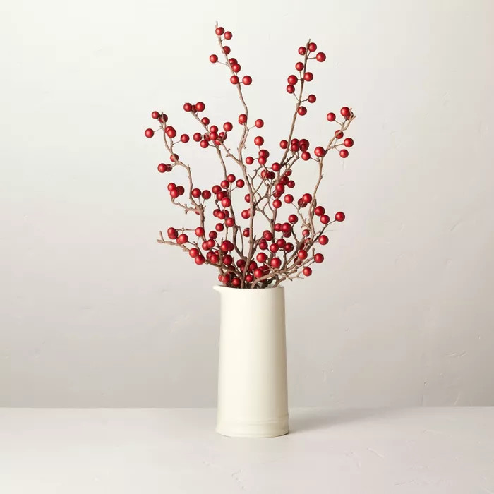 18" Faux Red Berry Ceramic Arrangement - Hearth & Hand™ with Magnolia | Target