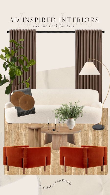 AD inspired Spaces ~ modern meets organic and relaxed living room! This is by-far one of my favorite designs from AD! 

Modern living room mock-up, design mock up, modern furniture, affordable finds, look for less, design inspiration, design layout, living room ideas 

#LTKhome #LTKFind