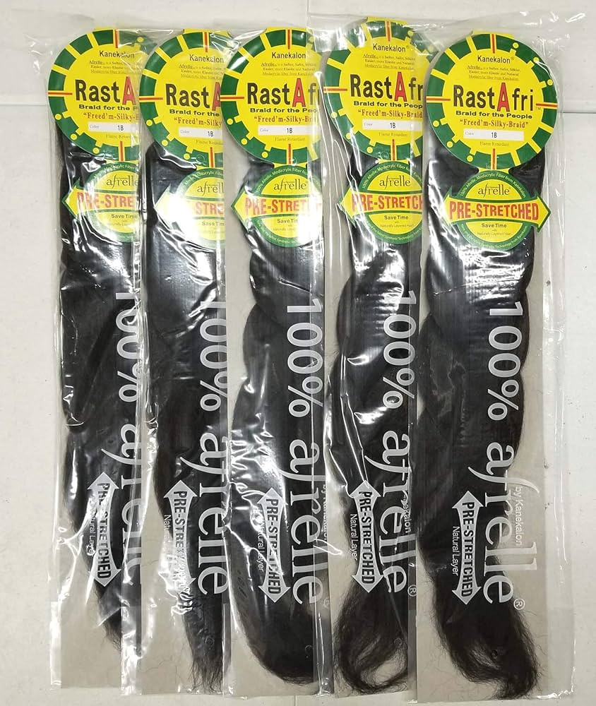 RastAfri Pre-Stretched Silky Braiding Hair (5 Single Packs, #1B) | Amazon (US)
