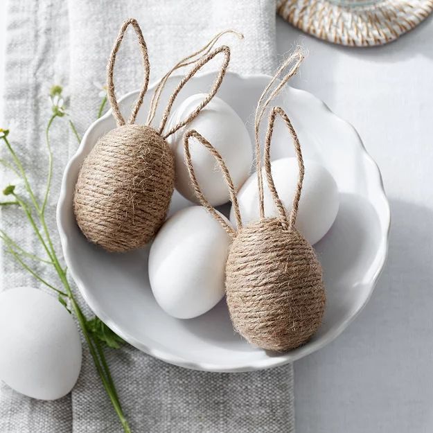 Jute Bunny Egg Decorations - Set Of 2 | View All Home | The White Company | The White Company (UK)