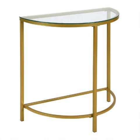 Half Circle Gold Metal and Glass Top Console Table | World Market
