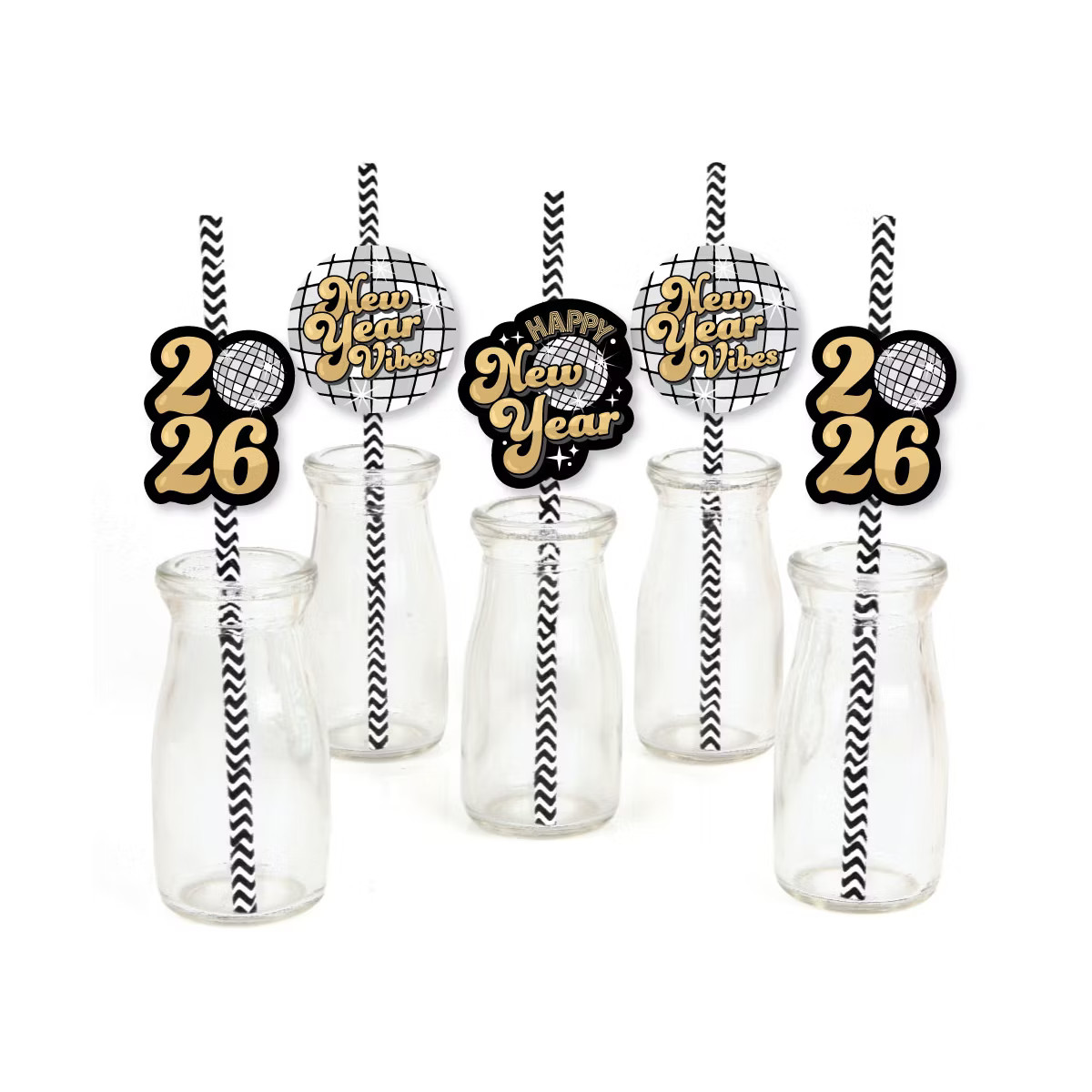 Big Dot of Happiness Disco New Year - Paper Straw Decor - Groovy 2026 NYE Party Striped Decorativ... | Target