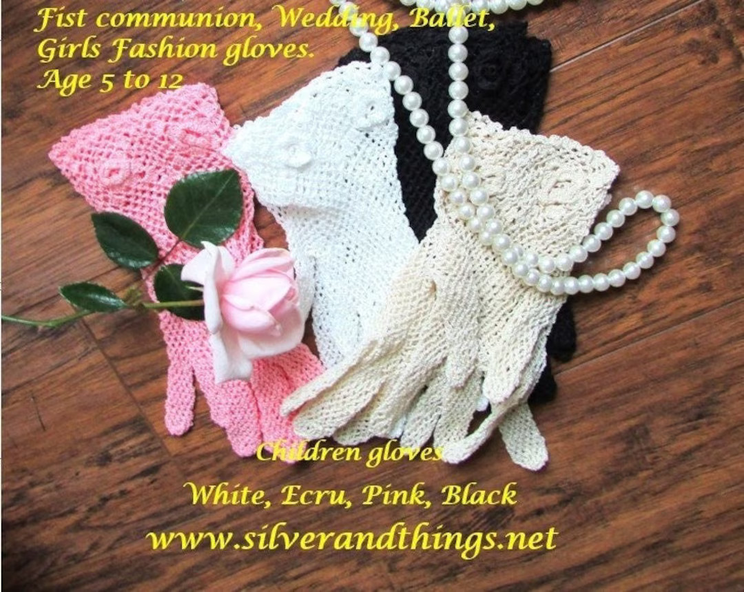 Children Gloves Age 5 to 12. First Communion, Ballet, Wedding, Handmade 100% Cotton Crochet Lace ... | Etsy (US)