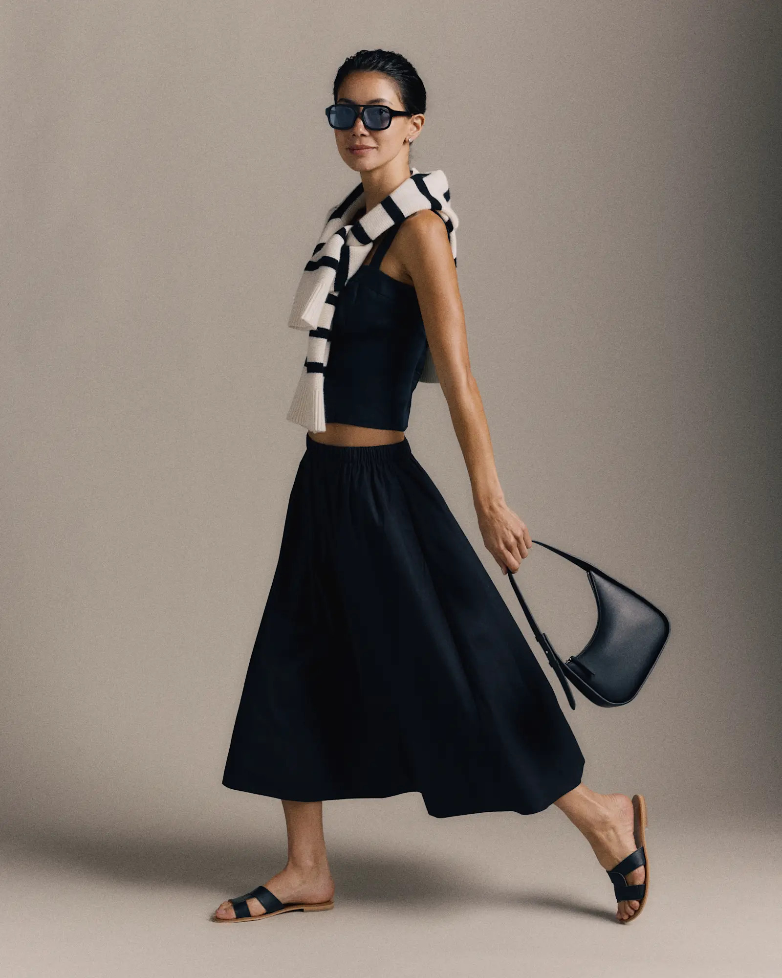 100% Organic Cotton Poplin A-line Maxi Skirt in Black | Quince