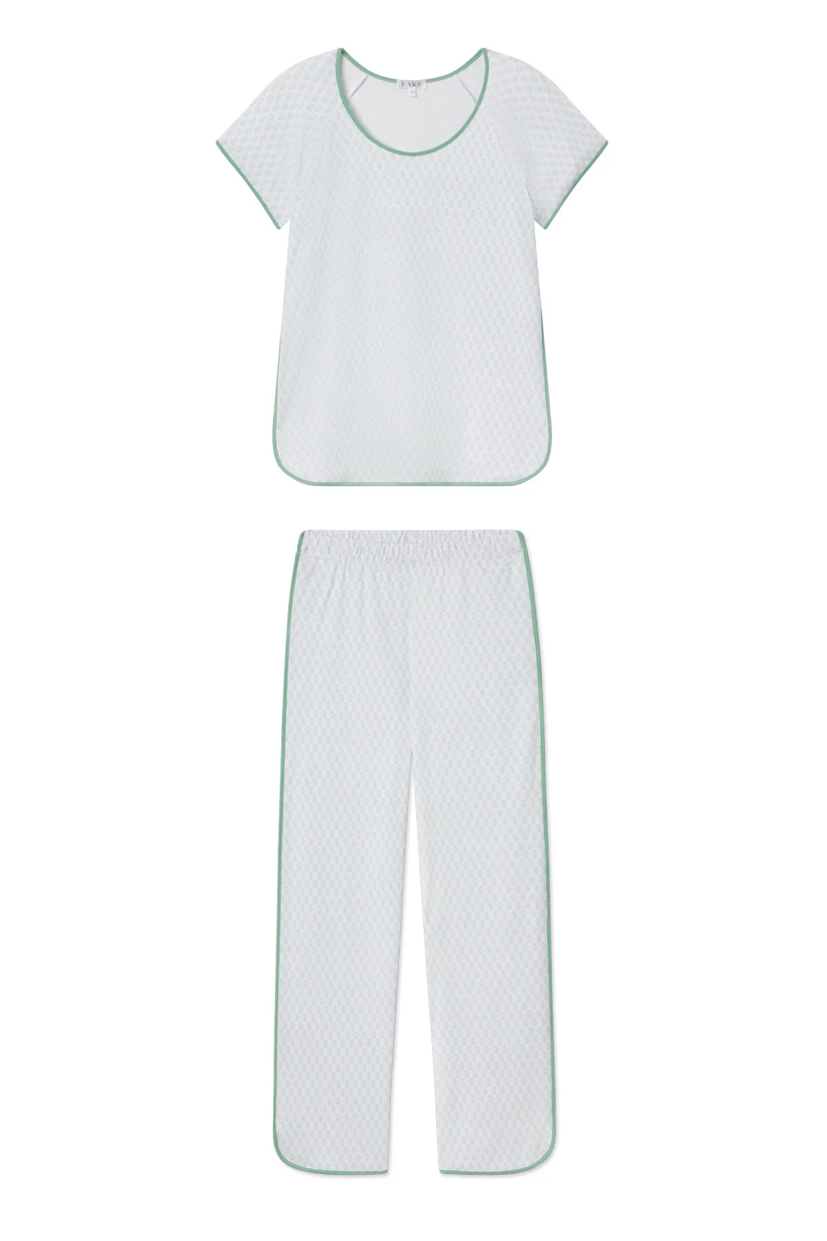 Pima Short-Long Set in Boxwood Blockprint | Lake Pajamas