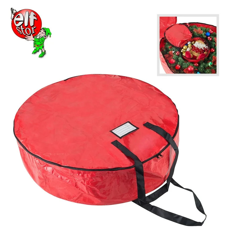 Elf Stor Red Holiday Christmas Wreath Storage Bag For 36" Inch Wreaths | Walmart (US)