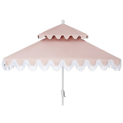 Hannah Two-Tier Square Patio Umbrella, Blush Pink | One Kings Lane