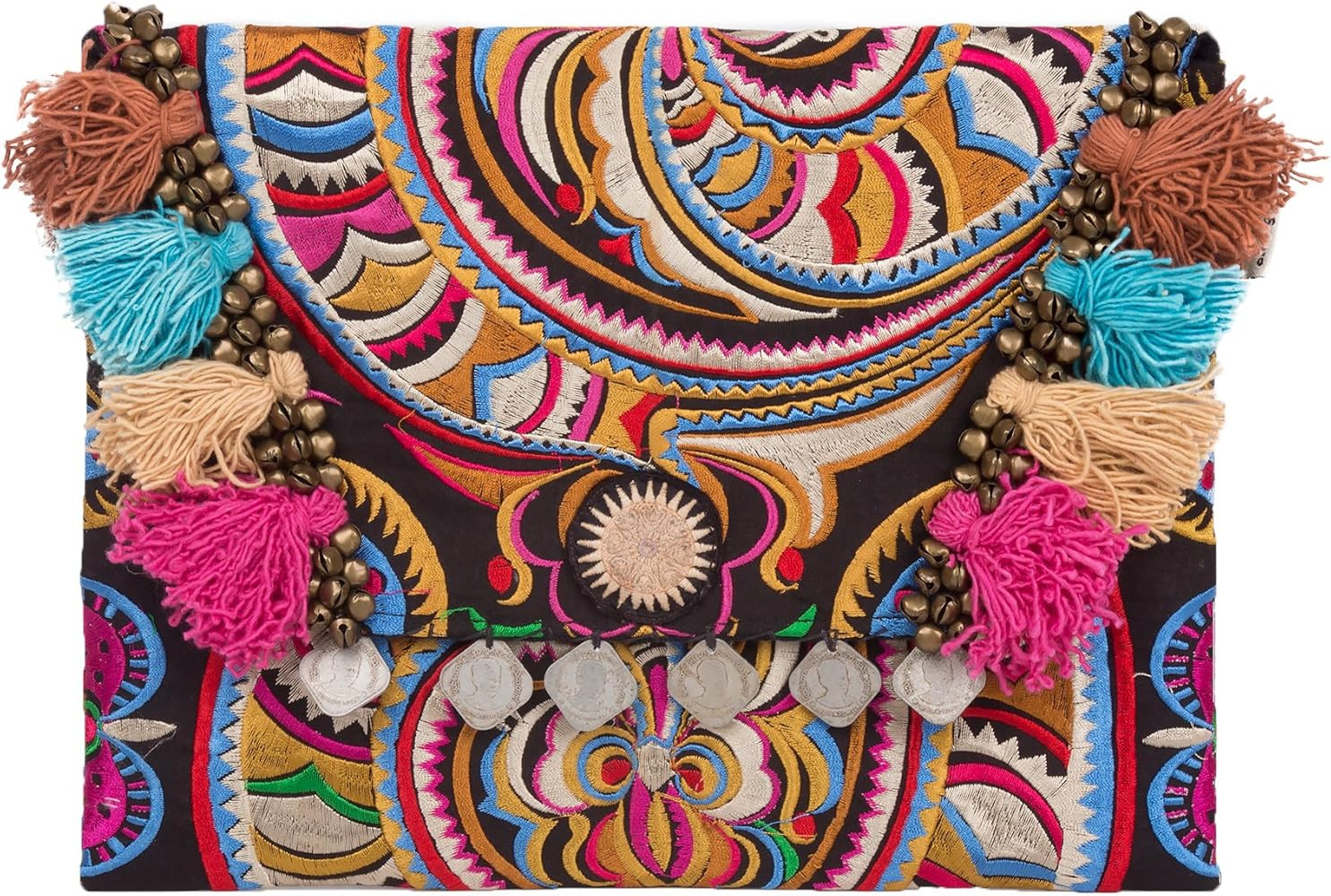 Changnoi Handmade Cosmetic Bag, Hmong Tribes Embroidered iPad Cover with Tassels | Amazon (US)