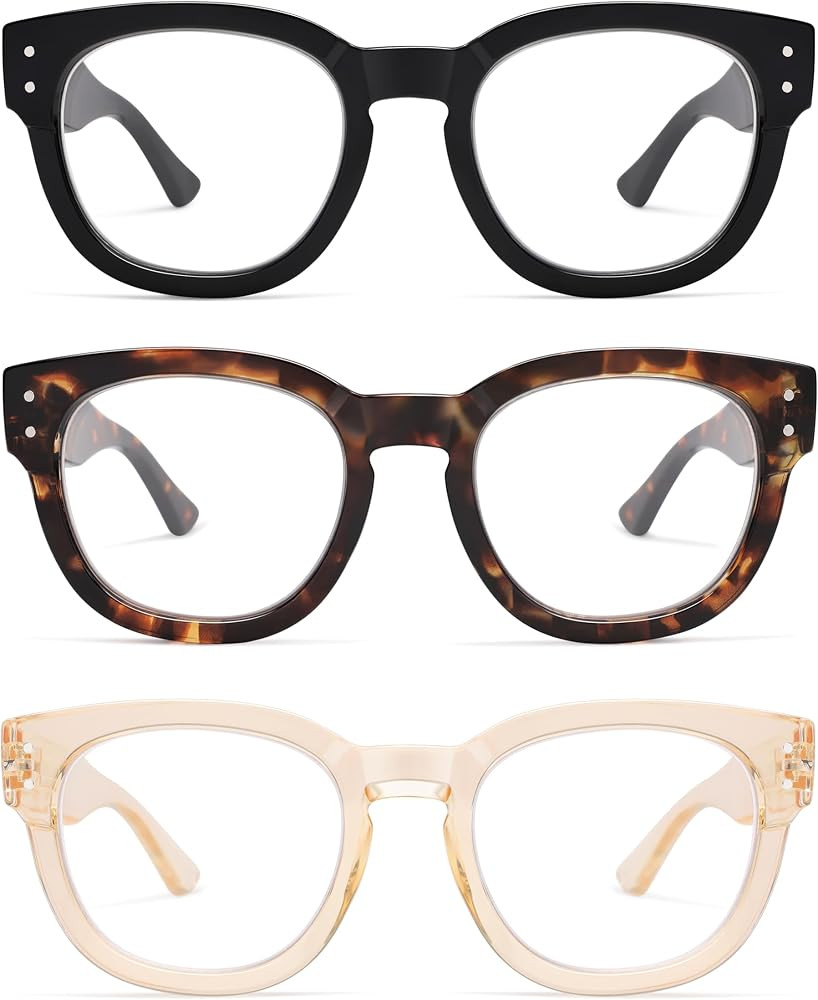 AMOMOMA 3 Pack Retro Oversized Reading Glasses for Women,Men,Men Blue Light Blocking Computer Rea... | Amazon (US)